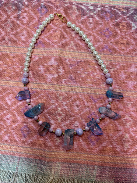 Purple and Aqua Stone Necklace